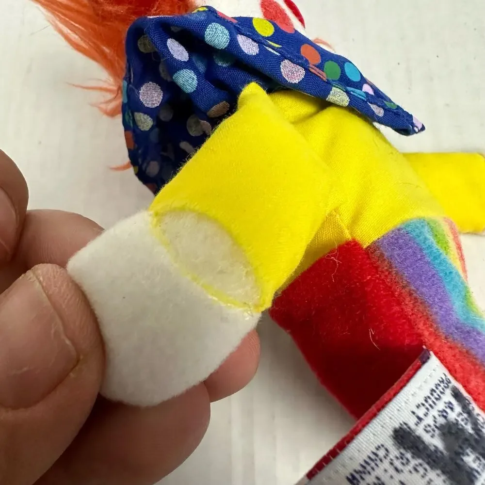 MARY MEYER TIPPY TOES finger puppet Clown PLUSH STUFFED animal 7